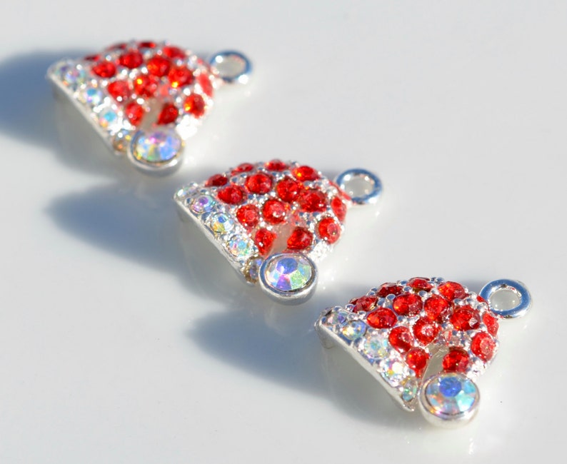 BULK 10 Red Rhinestone Santa Hat Charms SC5017 Etsy