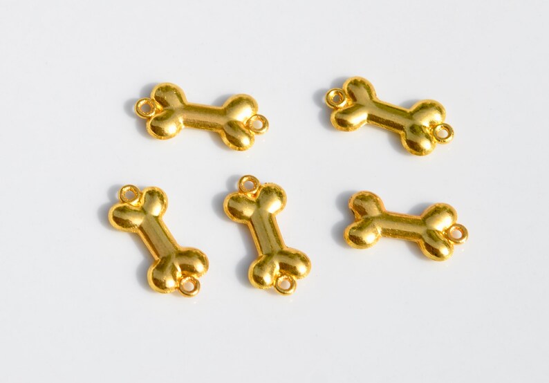 5 Dog Bone Gold Tone Connector Charms GC3905 image 3
