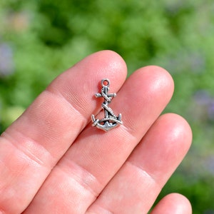 BULK 50  Anchor with Rope Silver Tone Charms SC6044