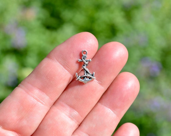 BULK 50 Anchor With Rope Silver Tone Charms SC6044 Canada