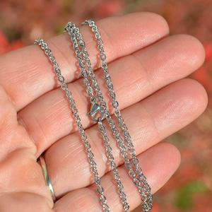 BULK 10 Stainless Steel 17"  Link Cable Necklace Chains with Lobster Clasp C978