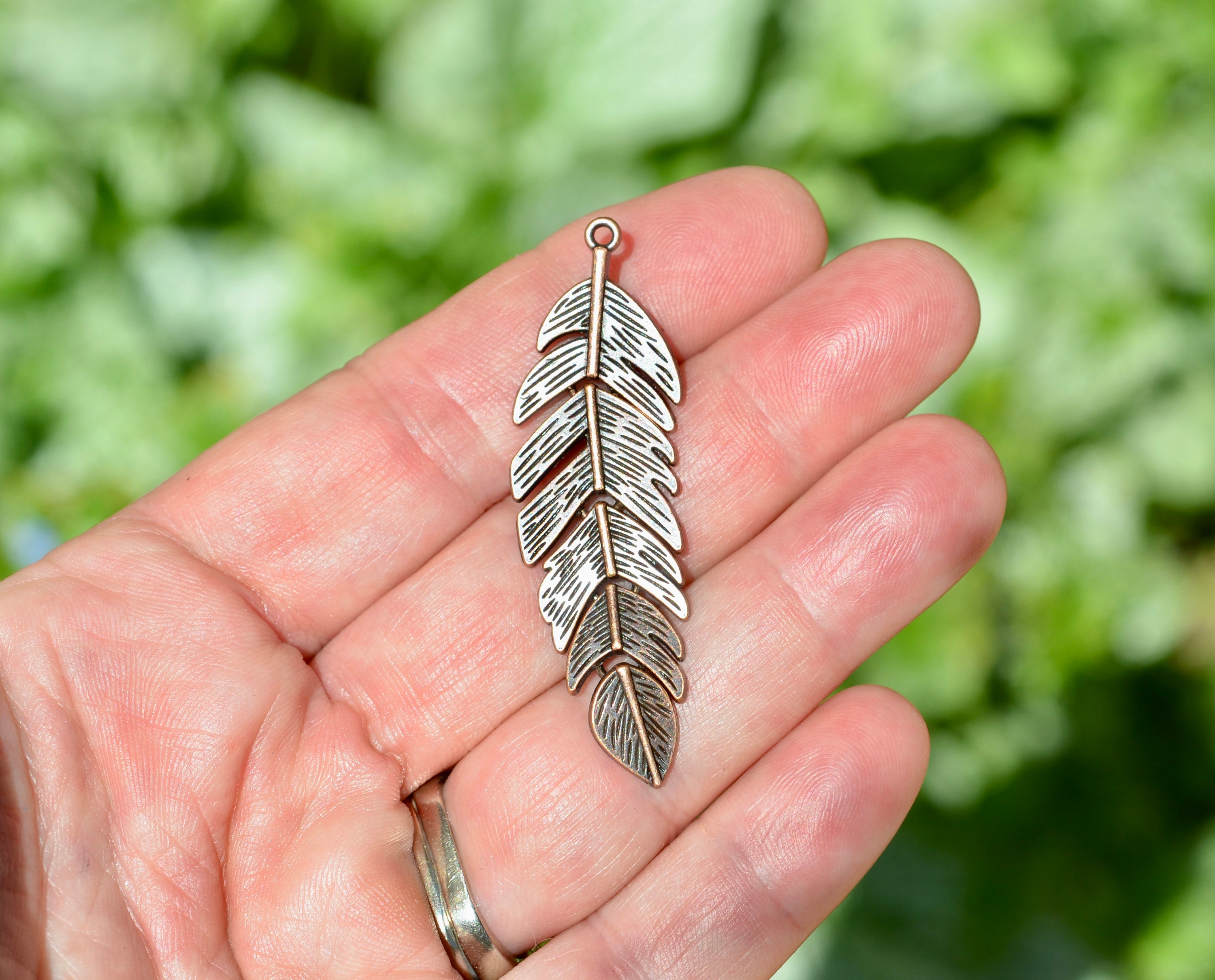Buy BULK 20 Copper Tone Feather Charms BC3637 Online in India 