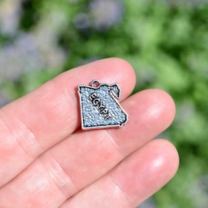 May include: Silver charm shaped like the outline of Egypt with the word "Egypt" inscribed on it.
