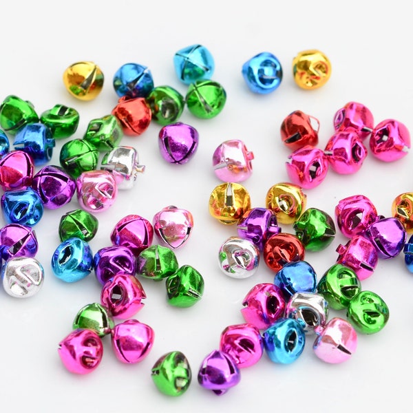 BULK 50 Jingle Bells Small Multi Colored 8mm  SC4135