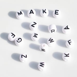 BULK 150 White Acrylic Alphabet Letter Beads, 7mm, Mixed Letters, Round  Beads  BD1065