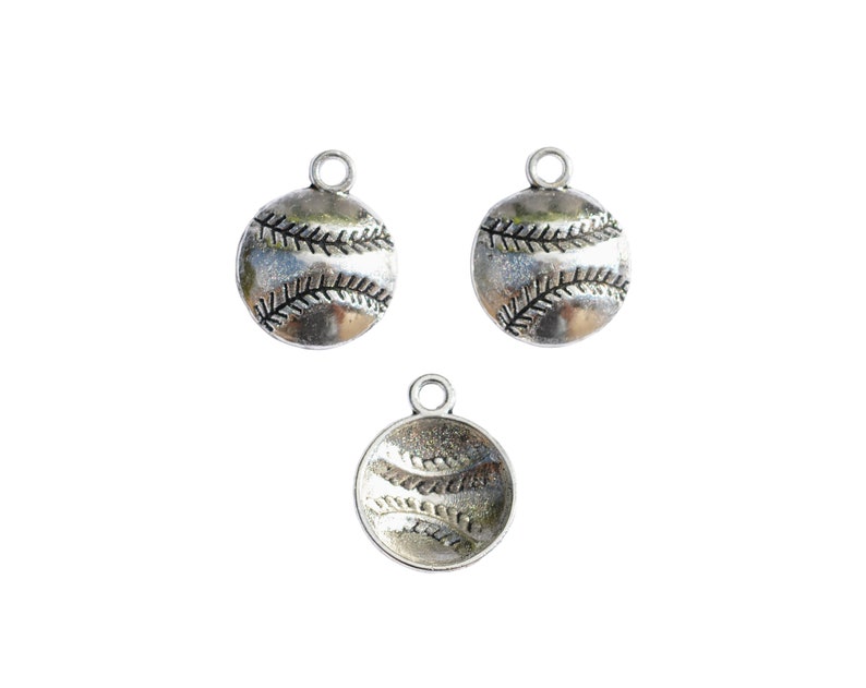 10 Baseball Silver Tone Charms SC1210 image 4