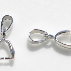 6 Sterling Silver Pinch Clip Bail Pendants - 925 Silver, #51710, For Necklace Making