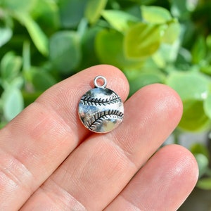 10 Baseball Silver Tone Charms SC1210 image 1