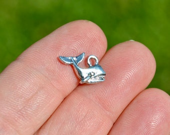 10  Whale 3D Silver Tone Charms SC1702