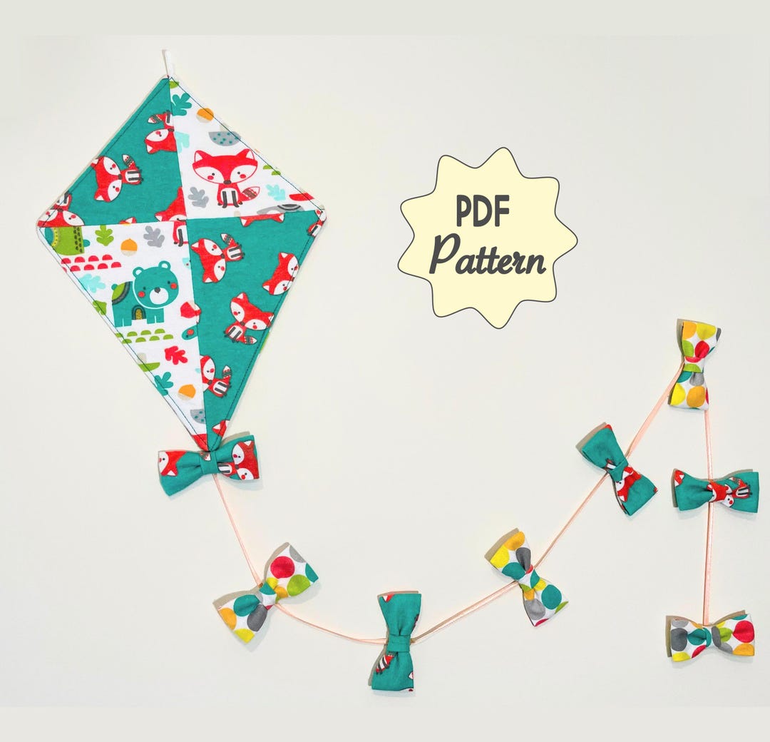 Kite Wall Hanging Sewing Pattern: Nursery Decor With Bows (digital PDF ...