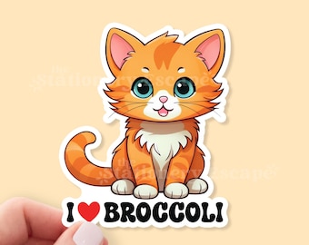 I Heart Broccoli Kitten Sticker, Onyx Storm Sticker, Fourth Wing, Bookish Sticker, Kindle Decal, Empyrean, Gift for Readers, Waterproof