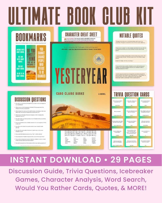 The Ultimate Book Club Kit: Yesteryear by Caro Claire Burke, Book Club Discussion Guide, Book Club Games, Trivia Questions, Icebreakers