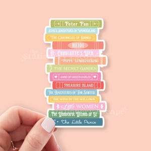 Children's Classics Book Stack Sticker, Bookish Sticker, Kindle Decal, Gifts for Book Lovers, Laptop Decal, Waterproof, Book Club Gift