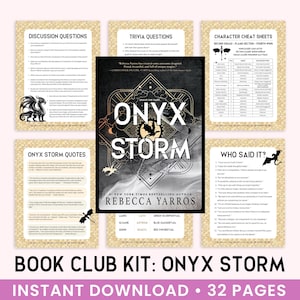 The Ultimate Book Club Kit: Onyx Storm, Book Club Discussion Guide, Book Club Games, Book Guide, Trivia Questions, Character Cheat Sheets