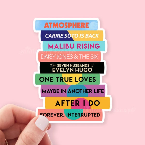 Taylor Jenkins Reid Book Stack Sticker, Bookish Sticker, Kindle Decal, Gifts for Book Lovers, Laptop Decal, Waterproof, Library, Book Club