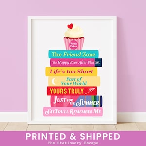 Abby Jimenez Book Stack Art Print, Bookish Art, Gifts for Book Lovers and Readers, Romance Books, Printed Wall Art, Just for the Summer