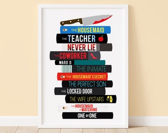 Freida McFadden Book Stack Digital Art Print, Bookish Prints, Gifts for Book Lovers, Printable Wall Art, Mystery, Thriller, Book Art