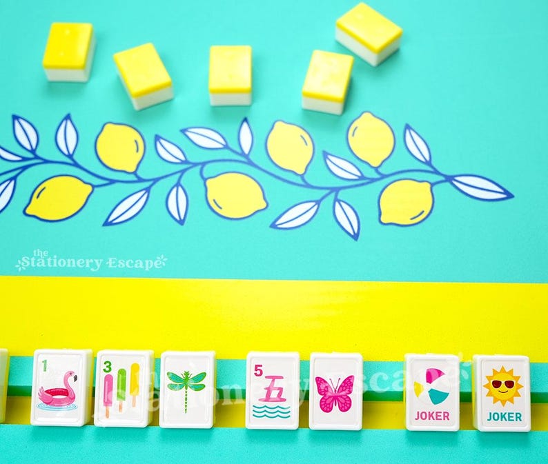 Lemon Floating Mahjong Tile Stickers – Waterproof Tropical Pool Mah Jongg Tile Decals, Set of 160 image 5