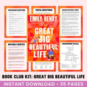 Il kit definitivo per il club del libro: Great Big Beautiful Life, Emily Henry, Guida alla discussione del club del libro, Giochi per club del libro, Guida al libro, Domande di quiz