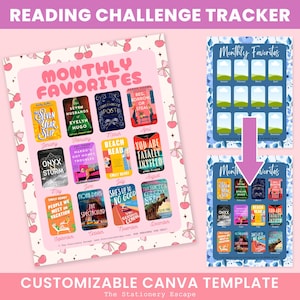 Best Book of the Month Tracker, Book of the Year Bracket, Reading Challenge Tracker, Canva Template, Customizable, Editable Book Challenge