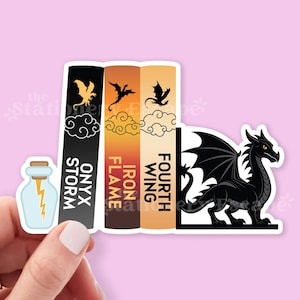 Adesivo para pilha de livros da Fourth Wing, adesivo literário, adesivo para Kindle, Empyrean, presentes para amantes de livros, adesivo para laptop, à prova d'água, presente para clube do livro