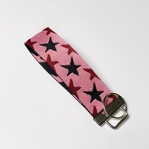 Wide wristlet key chain / stars keychain key holder Pink