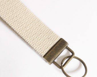 Solid Natural keychain wristlet / Ivory wristlet key holder