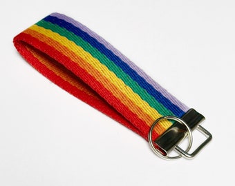 Extra Wide wristlet key chain / Rainbow keychain key holder