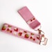 Strawberry wristlet / pink lip balm holder / wrist lanyard key holder keychain 