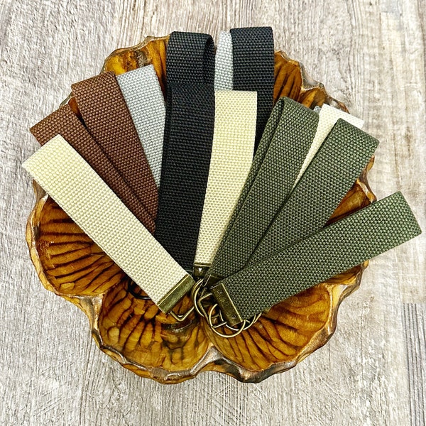 Solid keychain wristlet / Black wristlet / olive / brown / gray / natural wristlet keychain