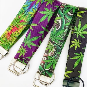 Cannabis wristlet keychain / tie dye key fob