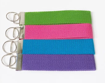 Solid keychain wristlet / pink key holder / green keychain / blue key fob / purple key holder