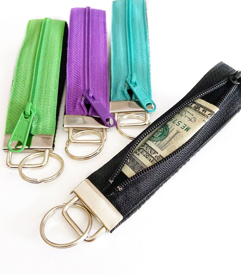 Zipper keychain wristlet / money holder / cash stash wristlet Etsy