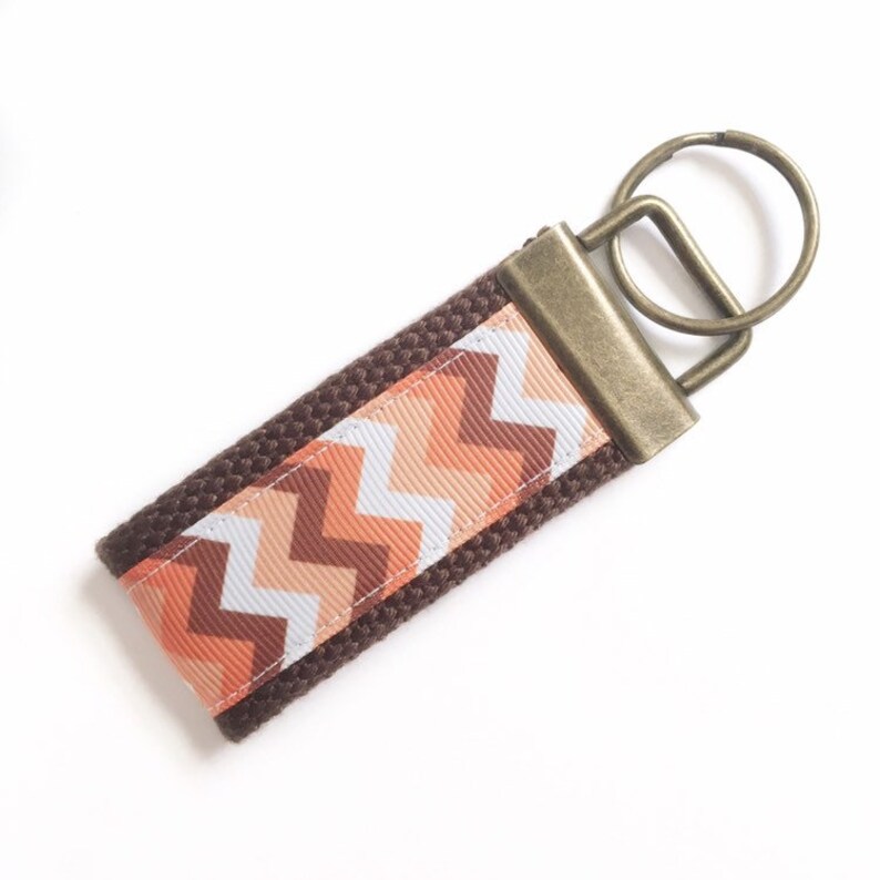 Mini key fob Chevron keychain mini Autumn key fob