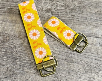 Goldenrod Yellow Daisies Wristlet / Keychain wrist strap / floral key holder