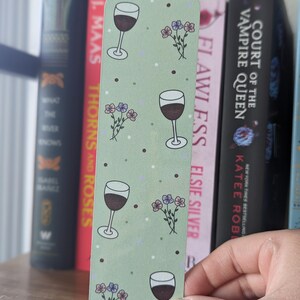 Wine Time Bookmark | floral wine & a book green bookmark gifts for her bookish gifts gifts under 5 bookworm book lover cozy book club books