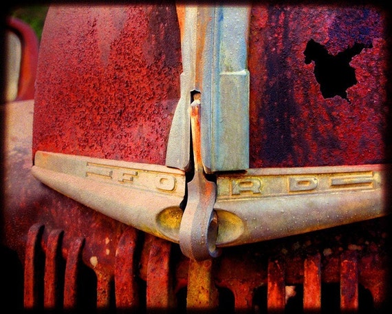 Automotive Art Garage Art Ford Truck Antique Ford Rusty Old Truck Emblem Fine Art Photography By Kelly Warren