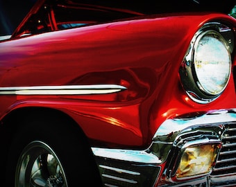 Automotive Art - 1956 Red Chevy Belair - Classic Car - Garage Art - Pop Art - Fine Art Photograph by Kelly Warren