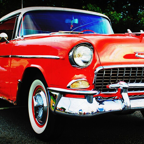 1955 Red and Cream Chevrolet Bel Air  - Classic Car - Garage Art - Pop Art - Fine Art Photograph