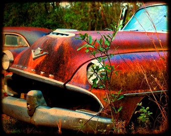 Automotive Art - Garage Art - Desmond at the Starting Line - Rusty Car - Chrysler Desoto - Fine Art Photograph by Kelly Warren