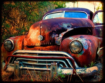 Automotive Art - Garage Art - Miss Jasmine Take One - Rusty Old Car - Oldsmobile - Fine Art Photograph by Kelly Warren