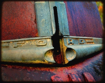 Old Harvey's Emblem - Rusty Old Car - Ford - Fine Art Photography