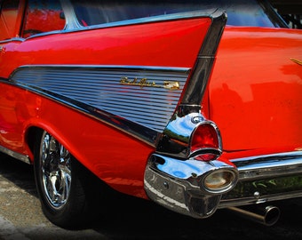 1957 Red Chevrolet Bel Air - Classic Car - Garage Art - Pop Art - Fine Art Photograph