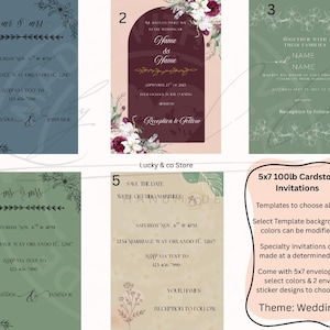 Faire-part de mariage personnalisés, papier cartonné sur mesure 5 x 7, planification d'événements, fournitures de mariage, planification de mariage, invitations, enveloppes