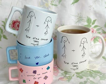 Custom Drawing Mug, Personalized Handwriting Gift for Dad, Your Own Doodle on Ceramic Cup, Custom Message Mug, Personalized Gift for Friend