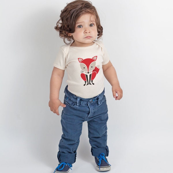Red Fox Onesie, Baby Bodysuit, Organic Cotton, 3-6 mo