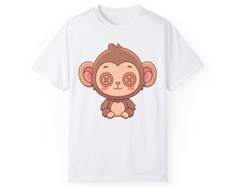 Koszulka unisex z nadrukiem Cute Monkey Garment-Dyed
