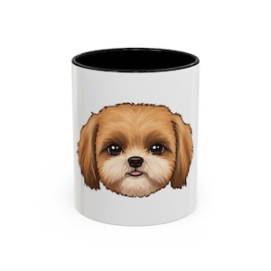 Cute Shi Tzu Accent Coffee Mug - Pet Lover Gift, Personalized Dog Mug, Animal Lover's Gift, Funny Coffee Cup, Birthday Gift for Dog Owners