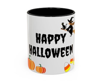 Accentkoffiemok (11, 15 oz) "Happy Halloween"