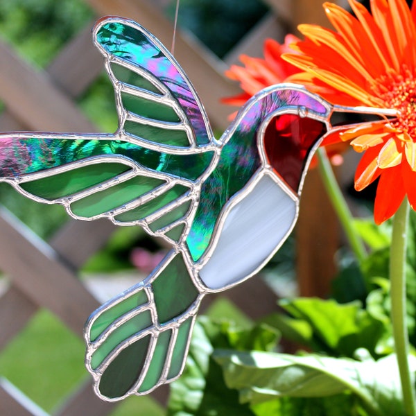 Suncatcher en vitrail de colibri